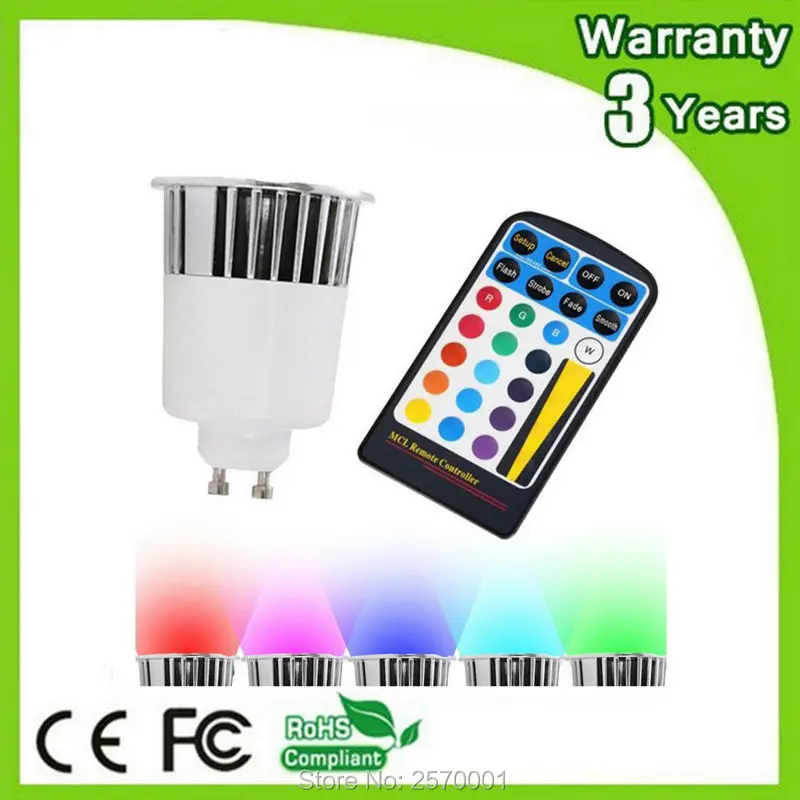 Чип Epistar (50 шт./лот) 3 года гарантии RGB Светодиодная лампа Вт 5 с дистанционным