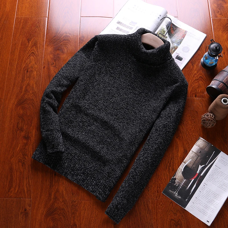 Новый брендовый свитер мужской зимний Повседневный однотонный простой