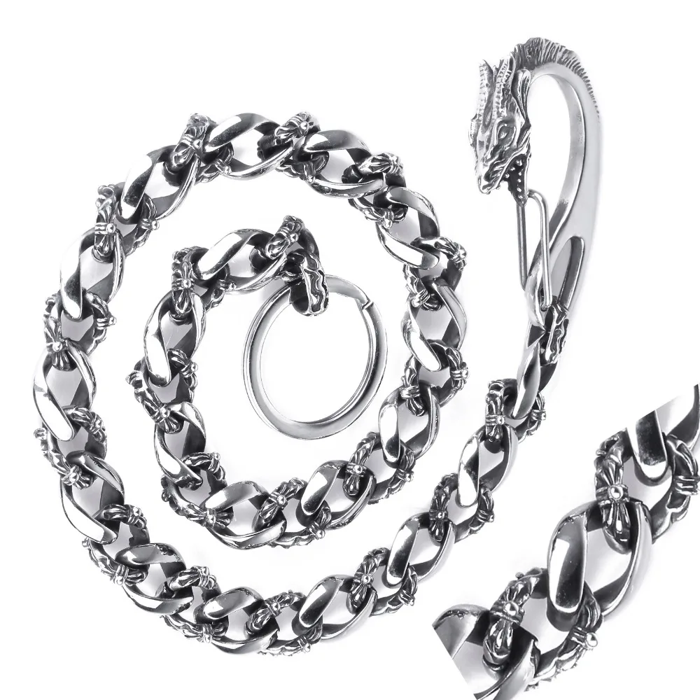 Мужские байкерские пояса из нержавеющей стали 316L винтажный кошелек с застежкой в