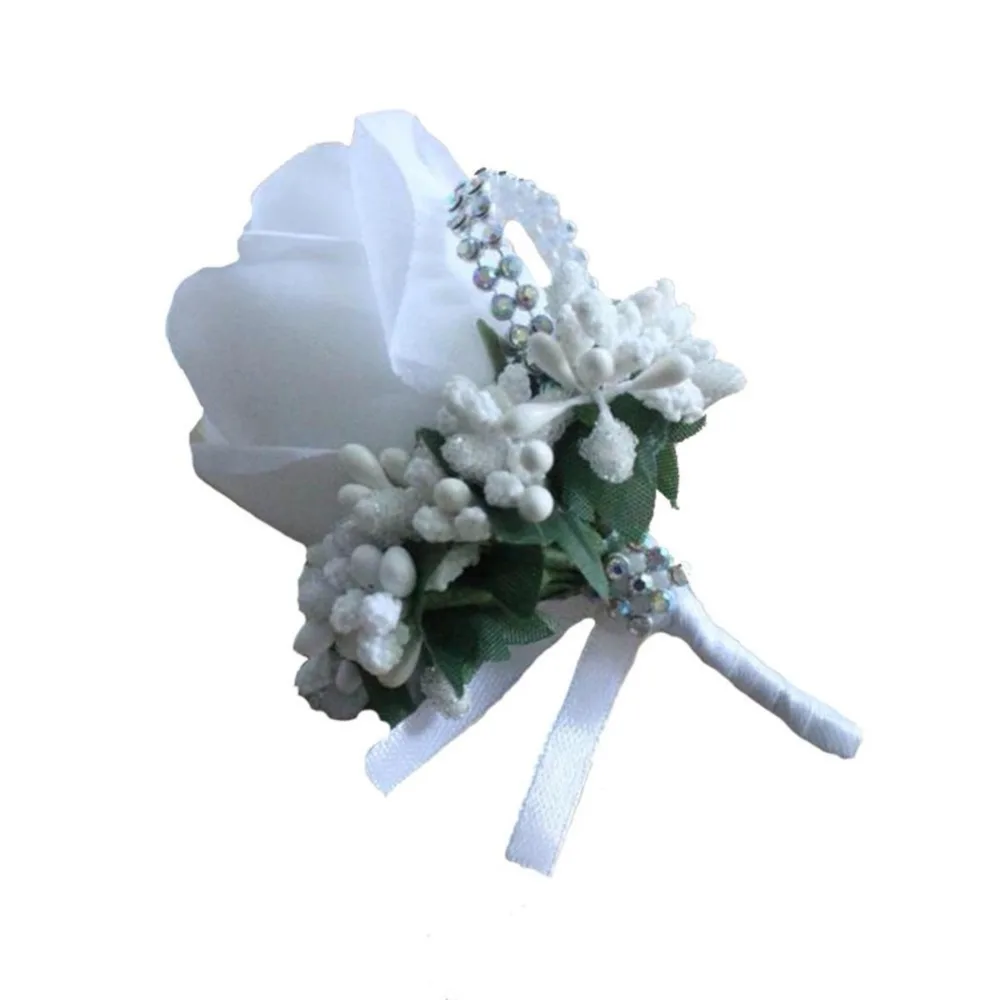 Бутоньерка с отверстиями для пуговиц жениха шафера Лучший человек Роза