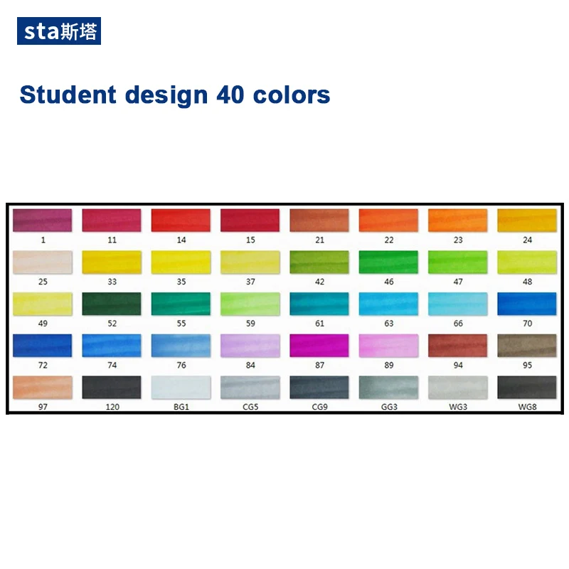 Student design 40 STA 30/40/60/80/128 маркеры кисти, спиртовые чернила профессионального качества, двойной наконечник скошенный и мягкая кисть, идеальные маркеры для дизайна и рисования манги, аниме, скетчей - Цвет: Student design 40