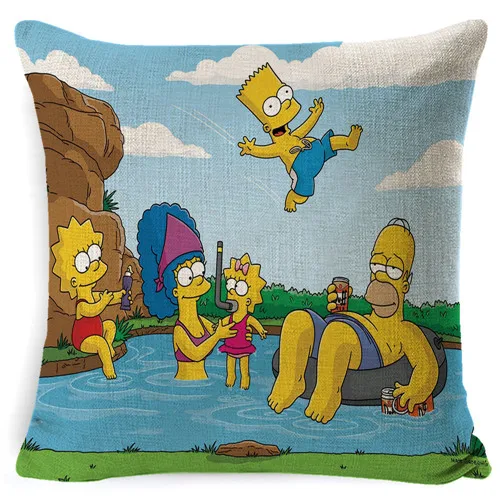 Шоколад FOKUSENT Семья комедийные Юмор The Simpsons мультипликационный персонаж изображения Подушка Чехол Украшение Дома Наволочка на подушку «Симпсоны» вентиляторы - Цвет: Шоколад