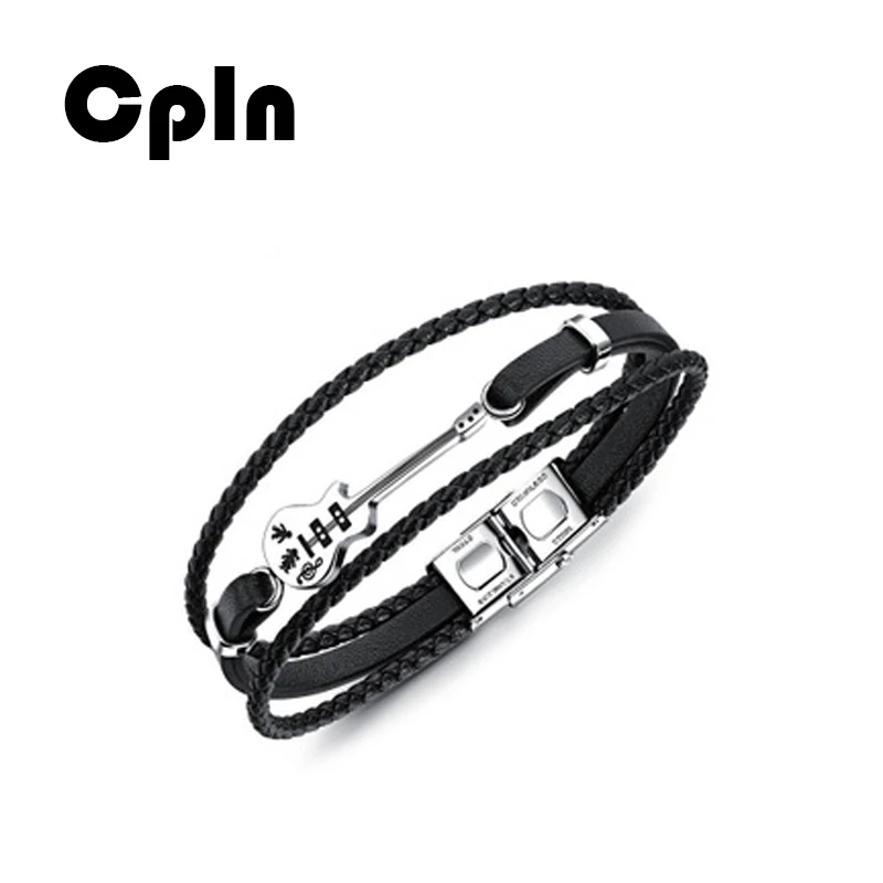 Cpln 2019 креативный мини гитара кожаный браслет для мужчин и женщин Ретро Многослойные тканые титановые