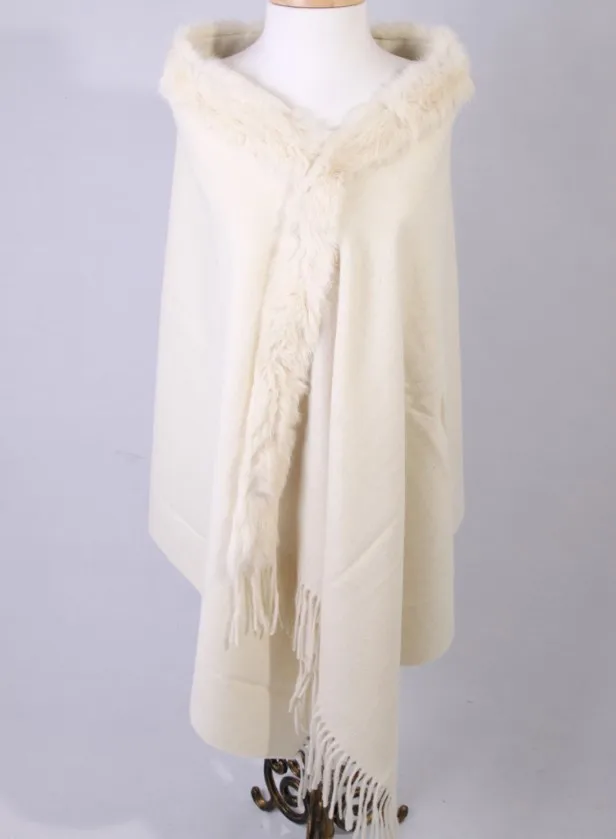 Бесплатная доставка белый зимний модный женский 100% шерсть кашемир кроличий мех