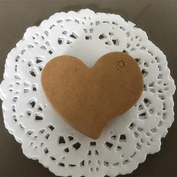 

Kraft Paper Heart-shaped Small Label Diy Accessories Blank Hanging Tag Bookmark Gift Card 4.5*4cm For Wedding Invitation Card