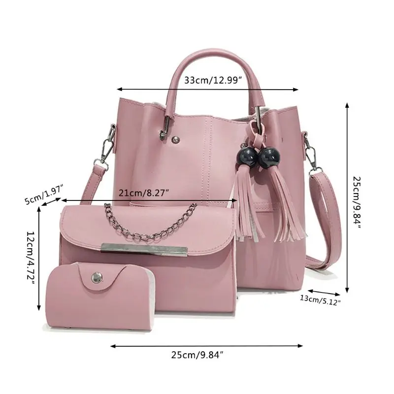 3 шт. женская кожаная сумка сумки на плечо с кисточкой тоут мессенджер ручкой