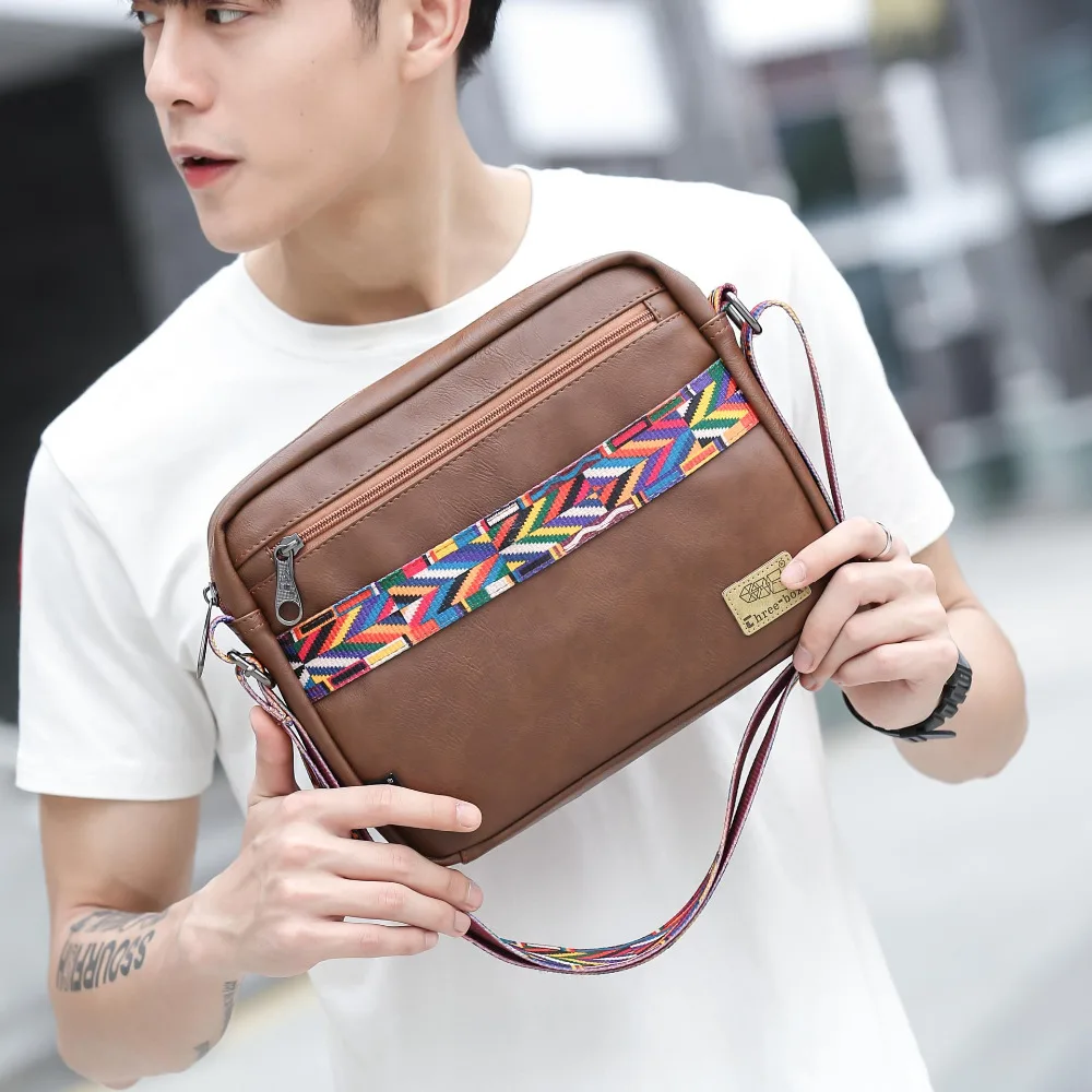 Мужская винтажная сумка через плечо сумка-мессенджер из кожи в Корейском стиле |