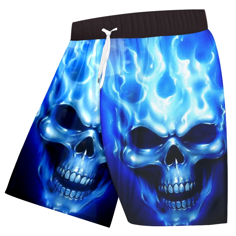 Мужские сексуальные шорты UJWI 2018 с 3d рисунком огненного черепа джоггеры для доски