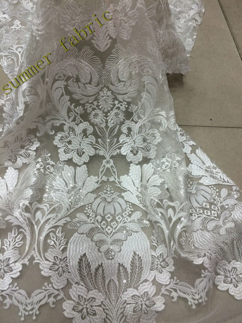 Высококачественные белые Африканский шнур кружева с блестками S833 Вышивка дизайн