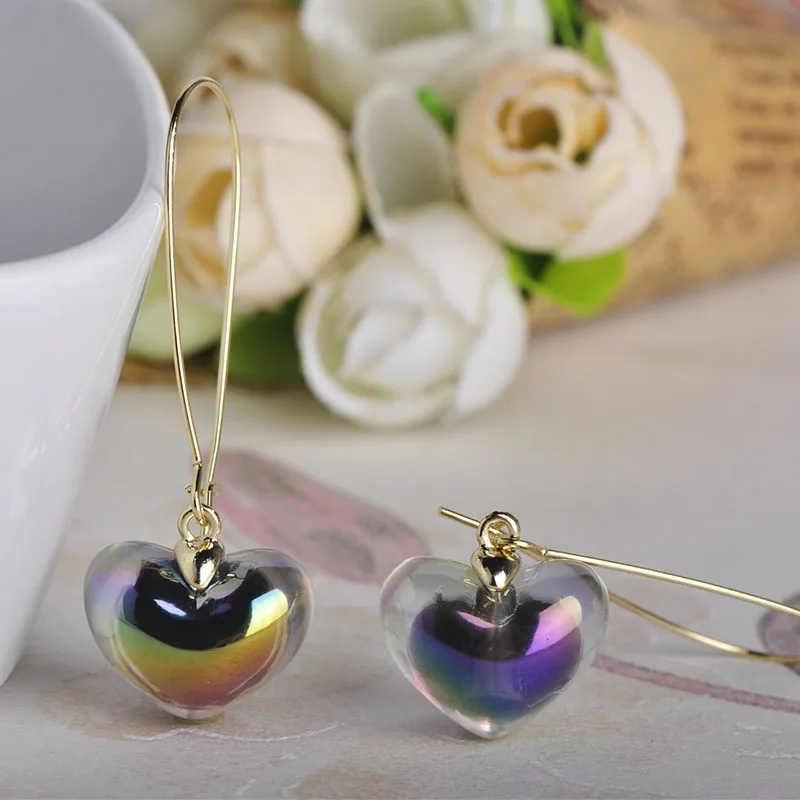 Женские серьги капельки Blucome в форме сердца золотого цвета для свадебного