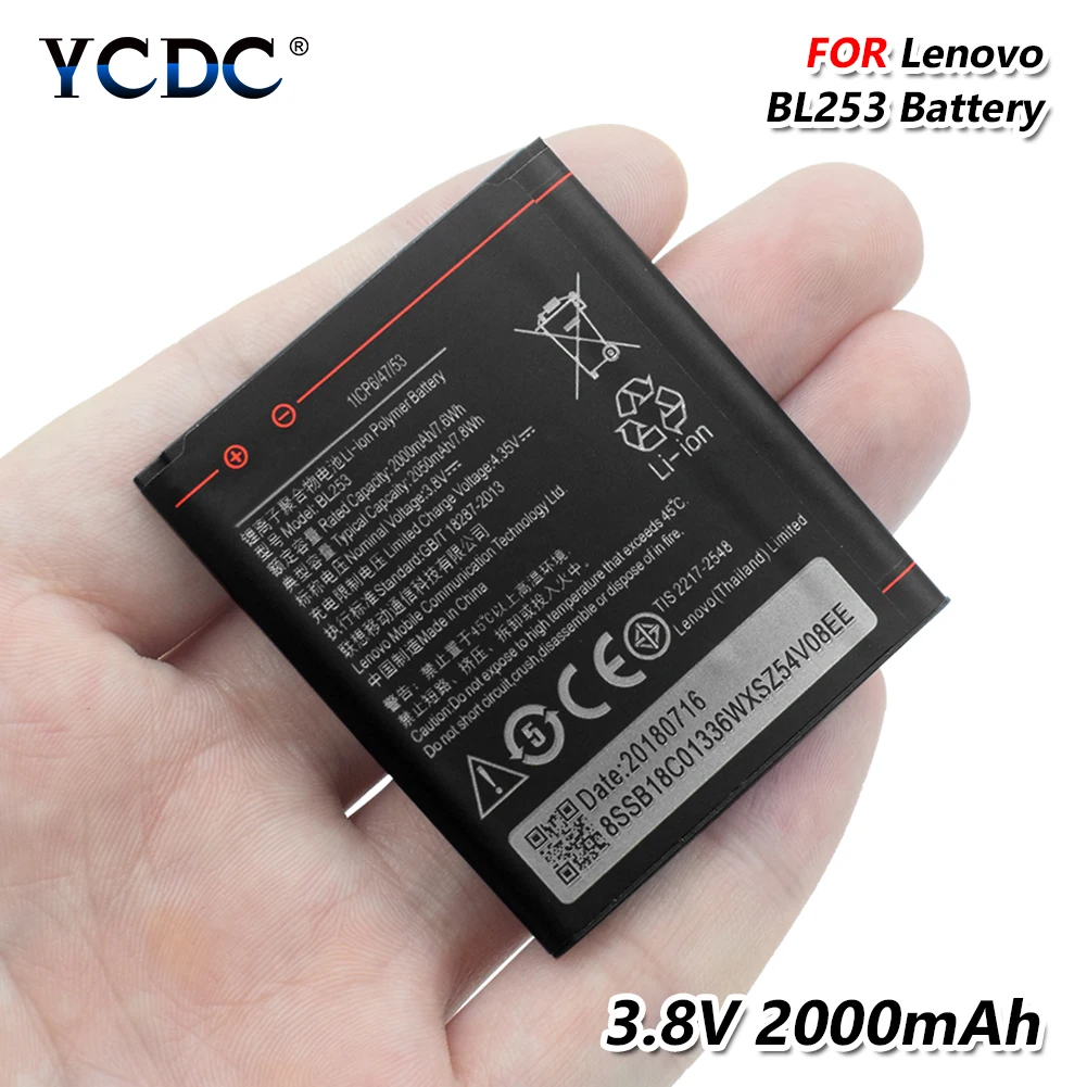 as picture shows YCDC 3,8 V литий-ионная аккумуляторная батарея 3,8 v 2000mah bl253 BL 253 батарея для lenovo A2860 A2800D A3800D A3600D литиевая батарея - Цвет: as picture shows