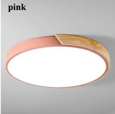 Pink Скандинавское дубовое приложение затемненные светодиодные потолочные светильники для гостиной круглые многоцветные светодиодные потолочные лампы из сплава для спальни светодиодные потолочные светильники - Цвет корпуса: Pink