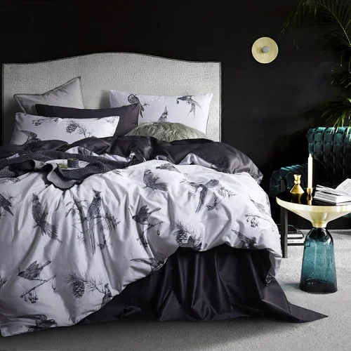 bedding set 11 Винтажный цветочный набор пододеяльников для пуховых одеял с птицами, много цветов, шелковистый Комплект постельного белья из египетского хлопка, простыня, подушка, shams queen King size - Цвет: bedding set 11