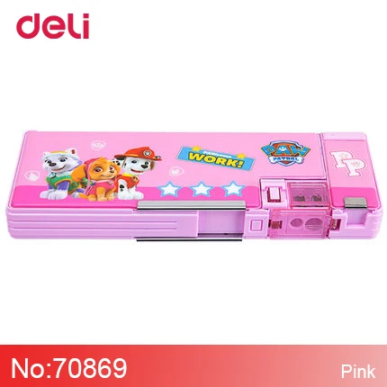 Deli Paw patrol ПВХ экологическая двухцветная Студенческая пенал многофункциональная коробка для хранения двойная дверь двойной открытый канцелярский подарок - Цвет: 70869-red