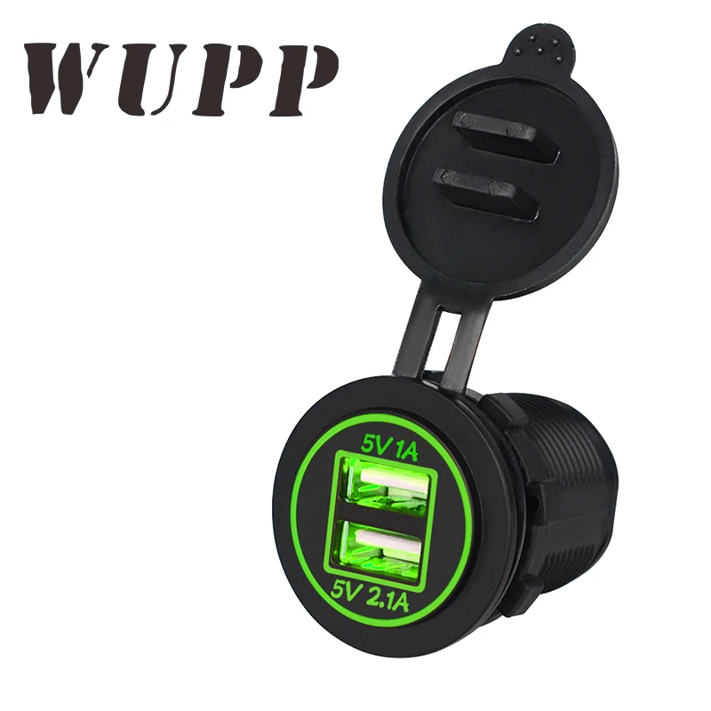 WUPP Car Usb Charger Socket Dc12V/ 24V 3.1A Output Dual Car- Styling Green | Автомобили и мотоциклы