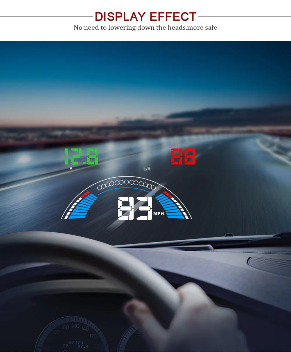 5,8 дюймов авто HUD Дисплей OBD1/2 gps Скорость ometer миль в час) или км/ч Скорость Предупреждение