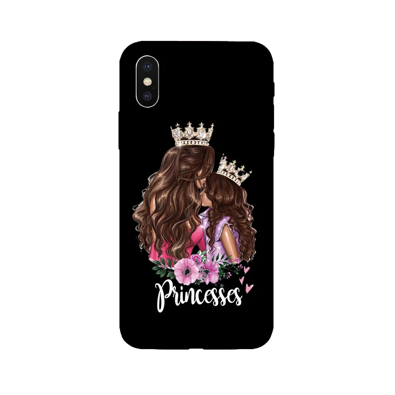 For iPhone 5 5s SE 7 8 6 6s Plus 10 X XS Max XR Coque Fundas Princess Queen Mother Baby girl Case Used in Apple phones |