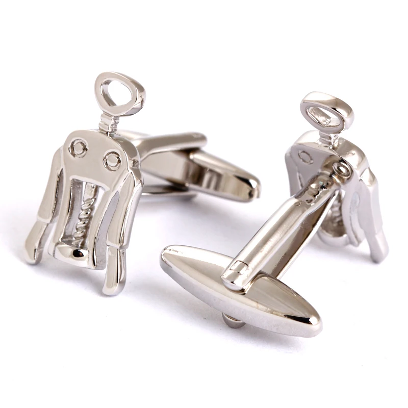 Забавные запонки новинка Серебряный штопор открывалка для бутылок мужской