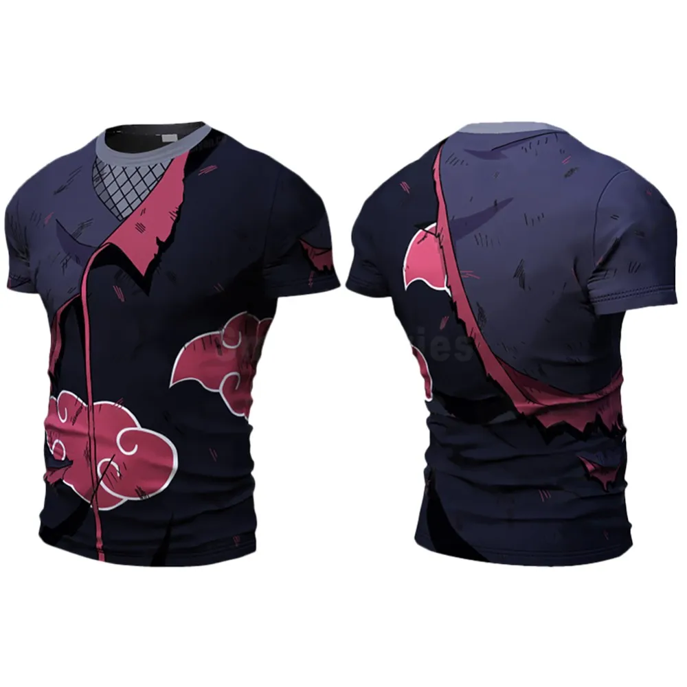Мужская футболка с аниме Акацуки удзумаки 3D Hatake Kakashi Uchiha Sasuke летняя мужская