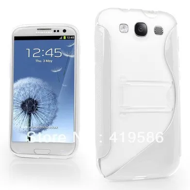 100% Top Quality 6 Colours Soft S Line Wave TPU Gel Stand Case Cover For Samsung I9300 Galaxy S3 III + Free Stylus |