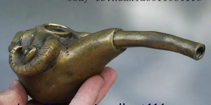 Старый народный китайский сбор овец голова Статуэтка курительная трубка