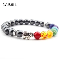 gvusmil men bracelets bangles natural stone 7 chakra bracelet for women hematite black obsidian stone bracelet dropshipping