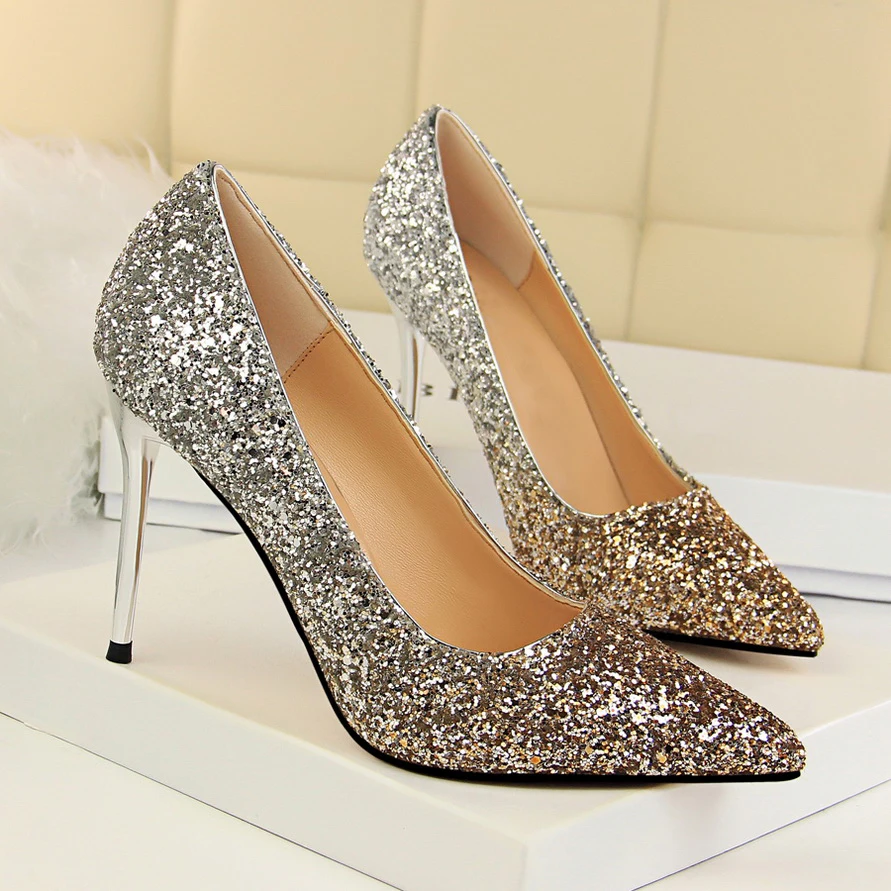 Женские туфли лодочки на шпильке 9 5 см с острым носком|glitter wedding shoes|wedding shoesvalentine shoes