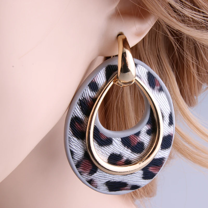 Большие серьги свисающие с тигром кожаные аксессуары большие длинные