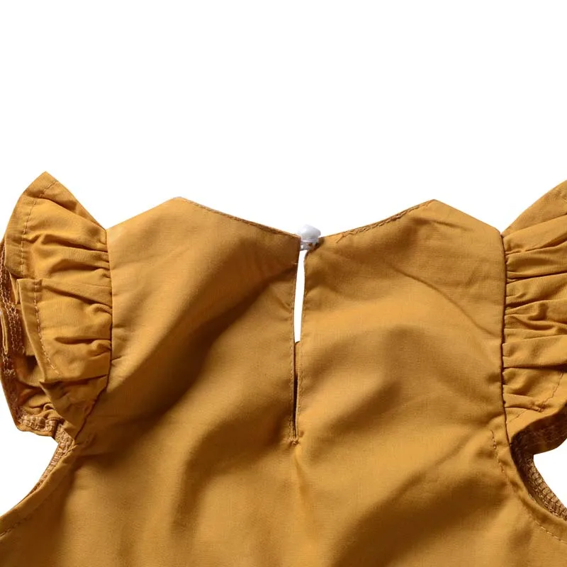 Детские платья Модная одежда для маленьких девочек желтое платье принцессы без