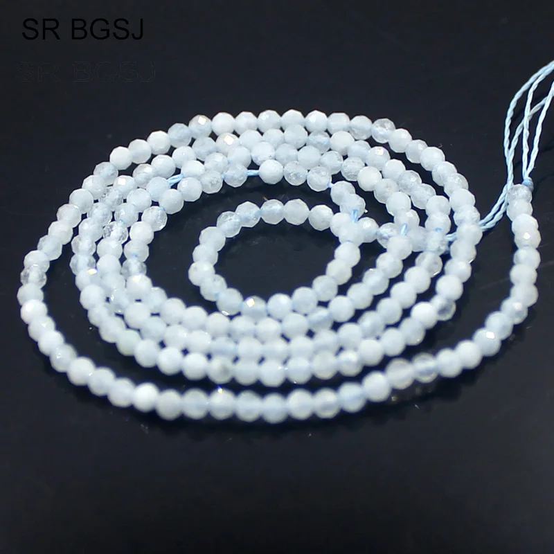 Бесплатная доставка 2 мм граненые круглые камни синий Аквамарин Изготовление
