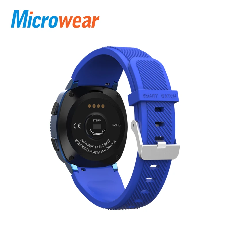 Microwear L2 Смарт-часы smartwatch Bluetooth вызова для плавания Водонепроницаемый BT Камера Sleep Monitor Спортивные Часы сердечного ритма сидячий - Цвет: bluesilicone