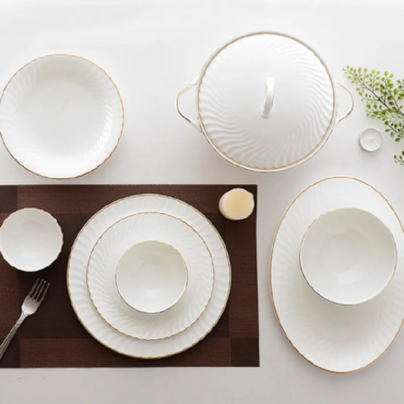 Porselen yemek takimlari набор посуды vajilla de porcelana столовые приборы Tangshan костяной фарфор набор посуды набор столовой посуды для кухни
