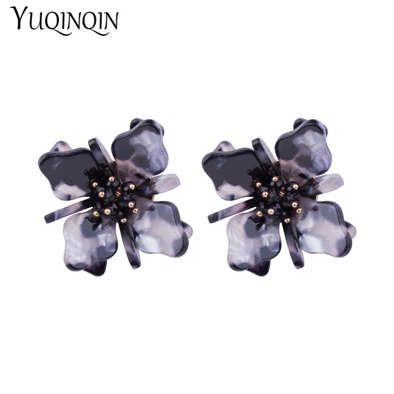 Женские винтажные длинные серьги в форме цветка уксусной кислоты черные висячие