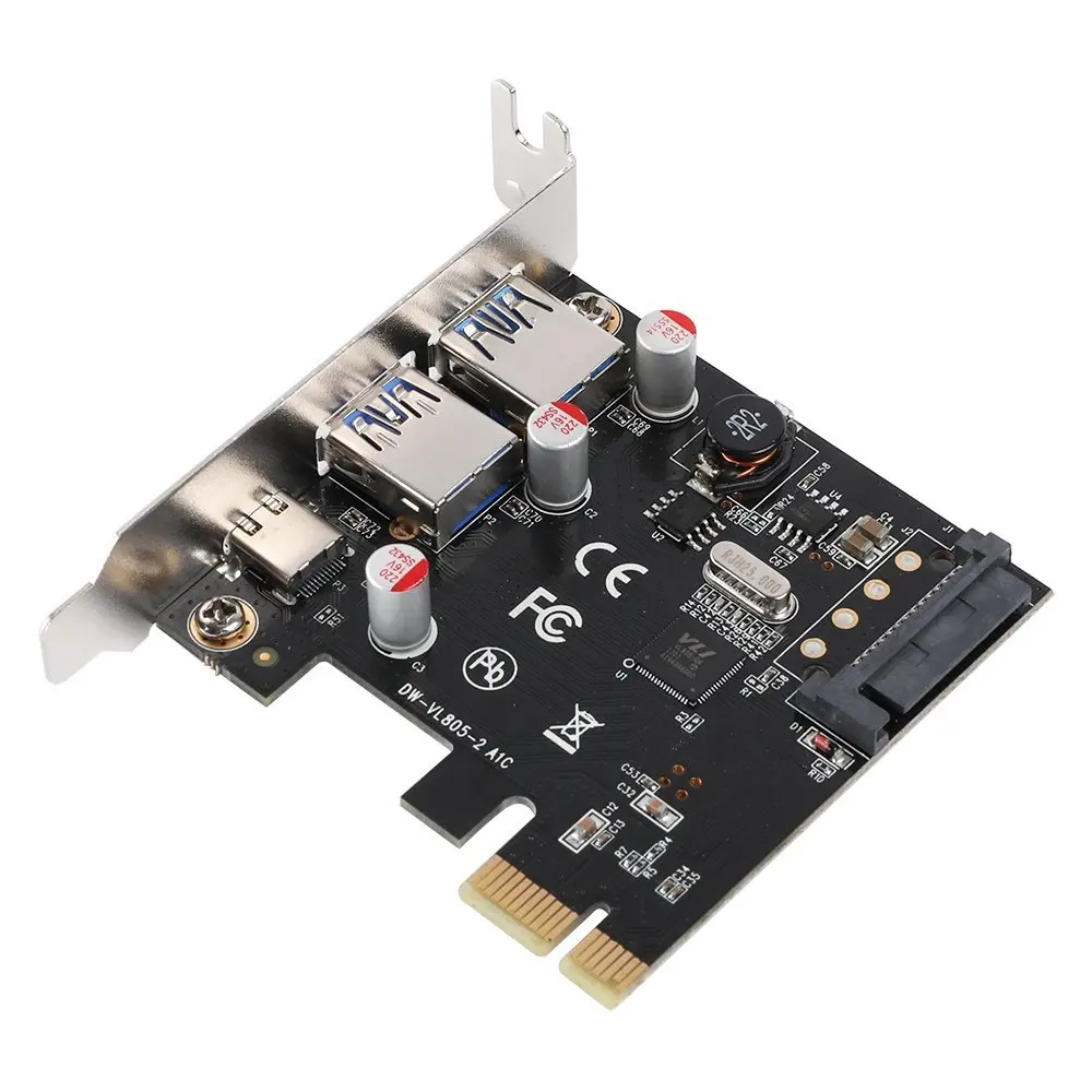 USB 3.0 Type-C PCIe Плата расширения PCI-e к 1 Type C и 2 A 3 адаптер PCI Express контроллер