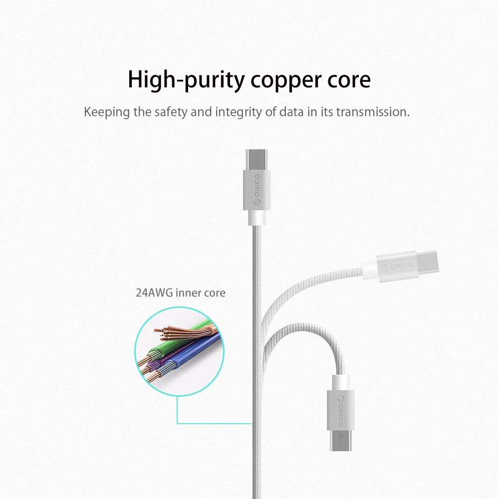 Нейлоновый кабель Micro USB ORICO для Samsung Xiaomi быстрой зарядки и передачи данных