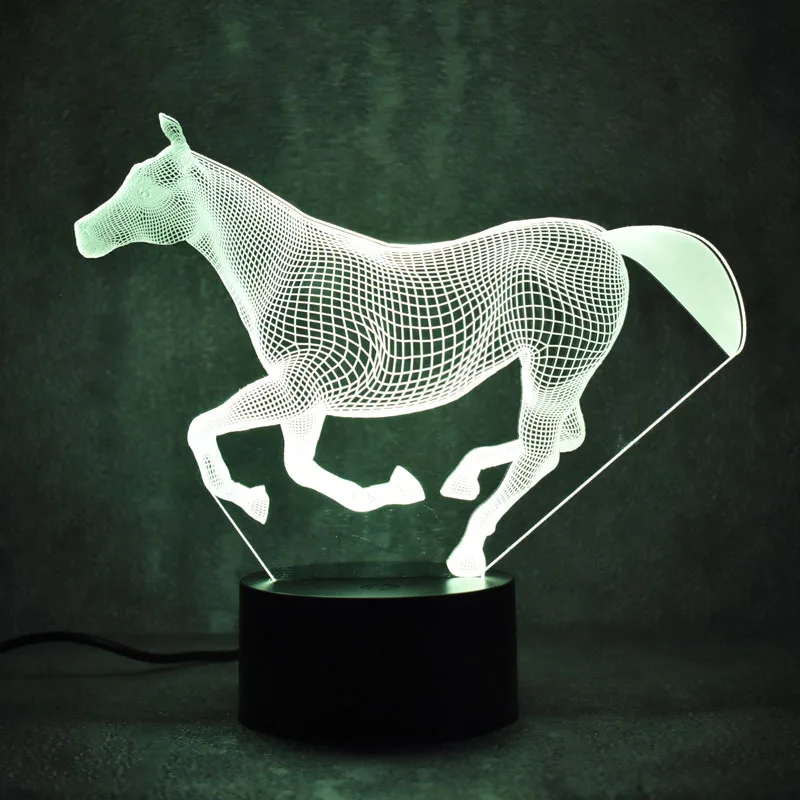 3D Светодиодная Ночная Коралловая лошадь 7 цветов сменные светодиодные лампы USB