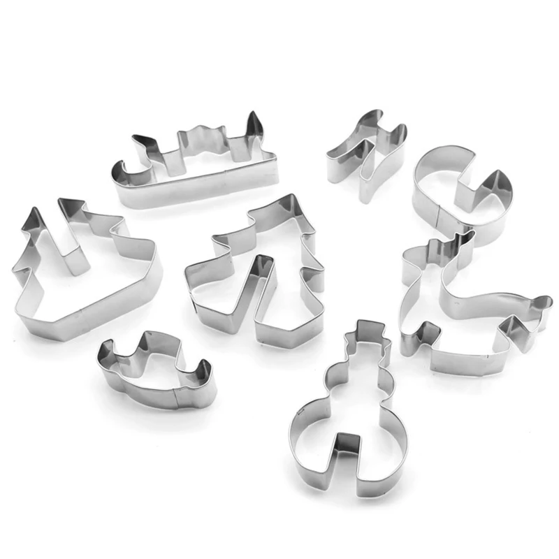 8 шт. нержавеющая сталь 3D Рождественское дерево Лось Снеговик печенье резак для