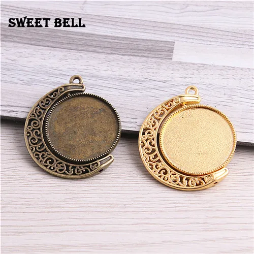 Bright gold bronze 10 шт., 4 цвета, подходит для 25 мм, металлическая смесь, трендовая, вращающаяся, двухсторонняя, кабошон, подвеска, настройки, подходит для ожерелья, подвеска D7009 - Цвет: Bright gold bronze