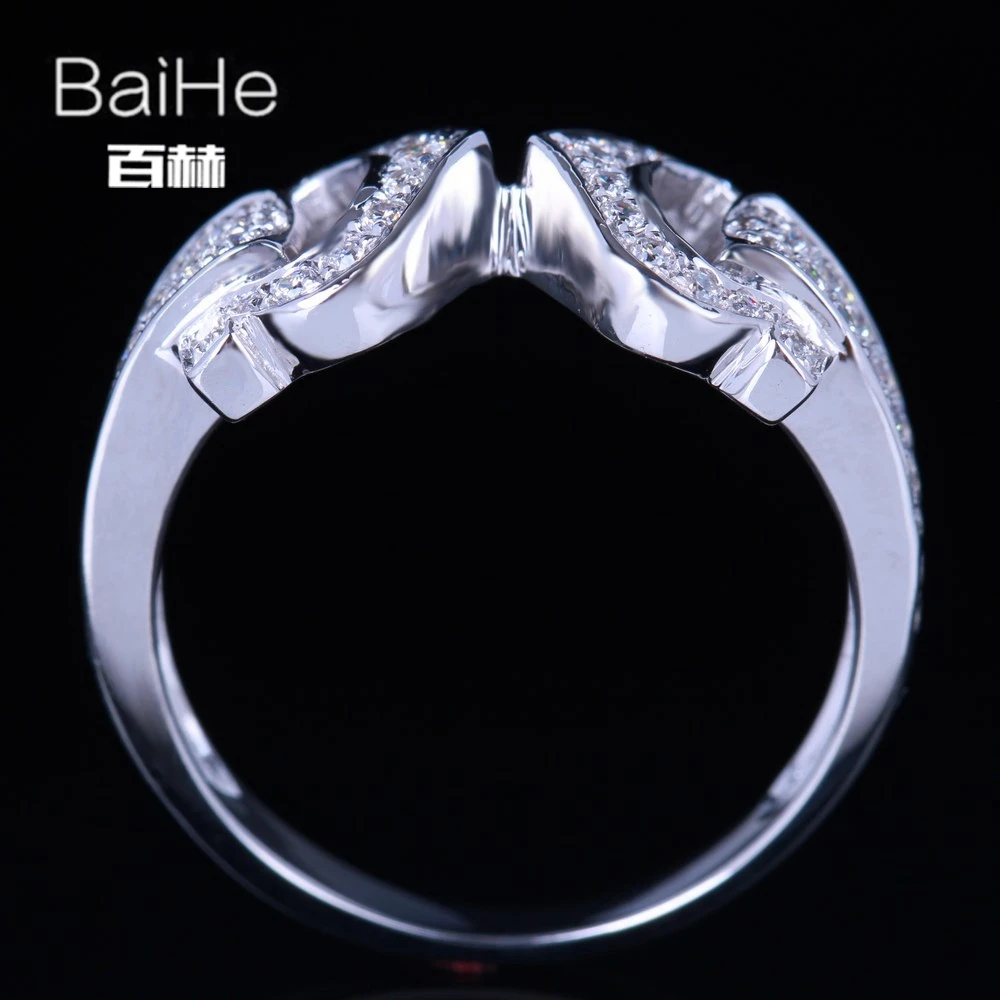 BAIHE Твердое 14 к белое золото(AU585) 0.61CT сертифицировано H/SI AAA класс кубического циркония круглые свадебные женские модные ювелирные изделия кольцо