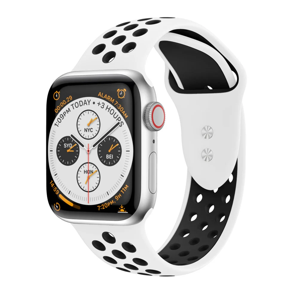 Для Apple Watch 40 мм 44 38 42 Смарт часы с круглым отверстием силиконовый ремешок для watch