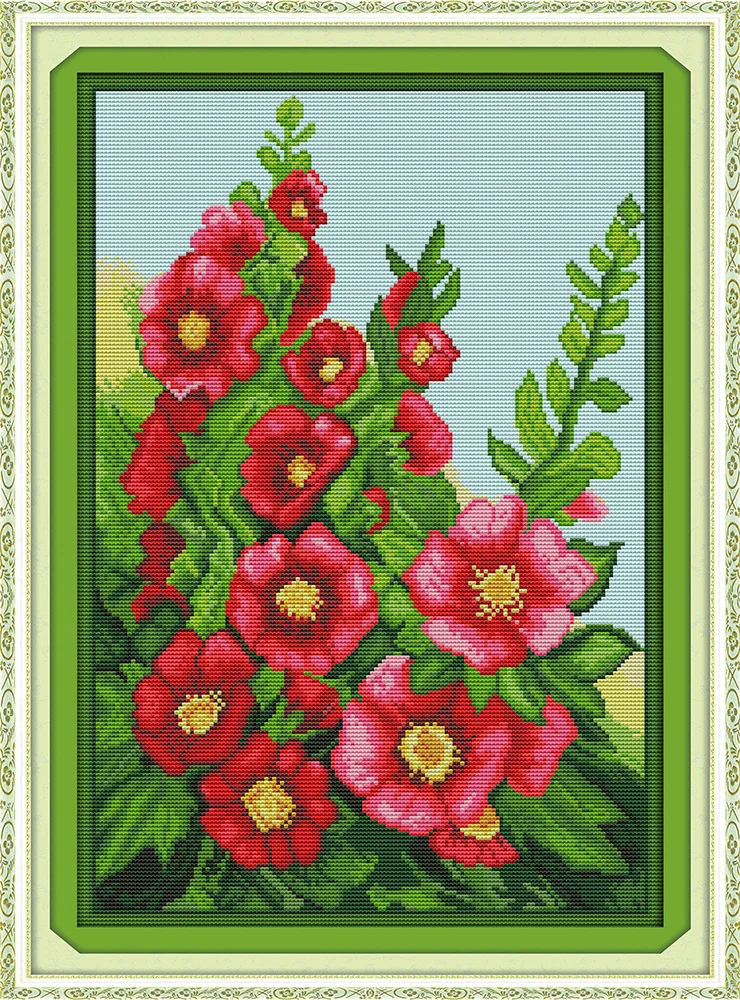 

Malvie flowers cross stitch kit DMC color cotton thread 14ct 11ct count print canvas stitches embroidery DIY handmade needlework