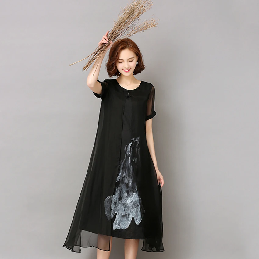 Плюс размеры 4XL Платья для женщин летние Винтаж женское платье белый печатных