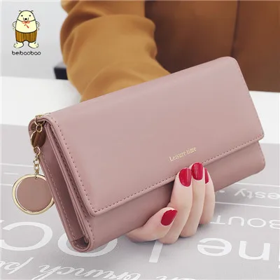 pink Beibaobao, новинка, модные женские кошельки, длинный стиль, многофункциональный кошелек, кошелек, свежая искусственная кожа, женский клатч, держатель для карт, CE - Цвет: pink