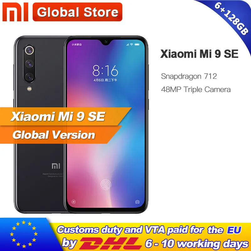 Глобальная версия Xiaomi mi 9 SE 6GB 128GB мобильный телефон Snapdragon 712 Восьмиядерный 5 97 &quot48MP