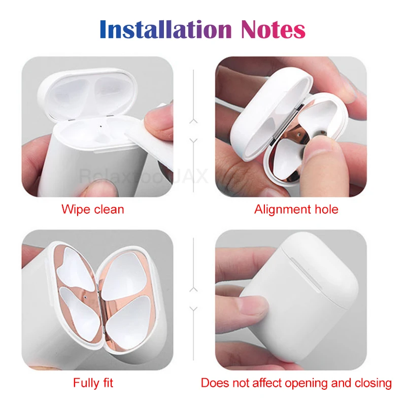 Металлическая Пылезащитная наклейка для Air pods 2 Чехол для наушников для AirPods защитная наклейка защита кожи для Apple Airpods аксессуары