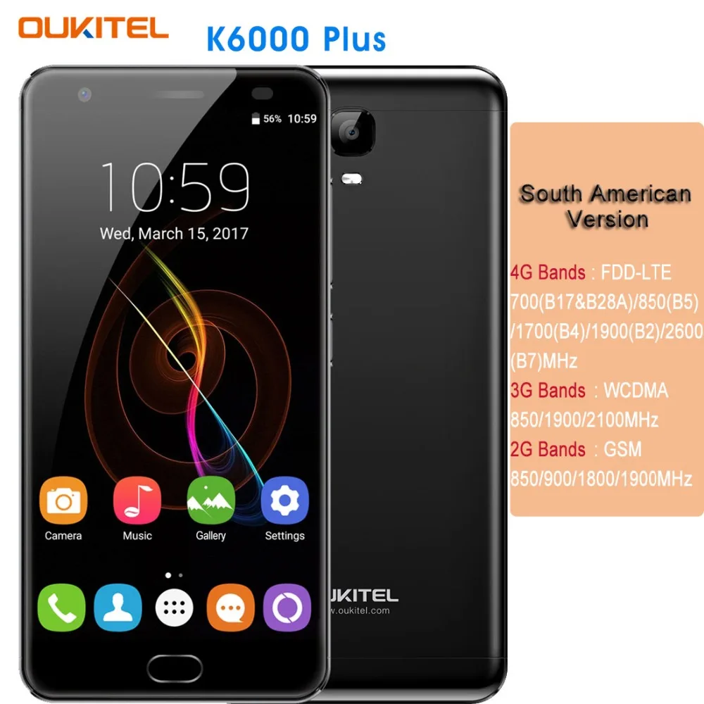 OUKITEL OK6000 Plus 4 ГБ/64 Гб Идентификация отпечатков пальцев 6080 мАч Быстрая зарядка 5