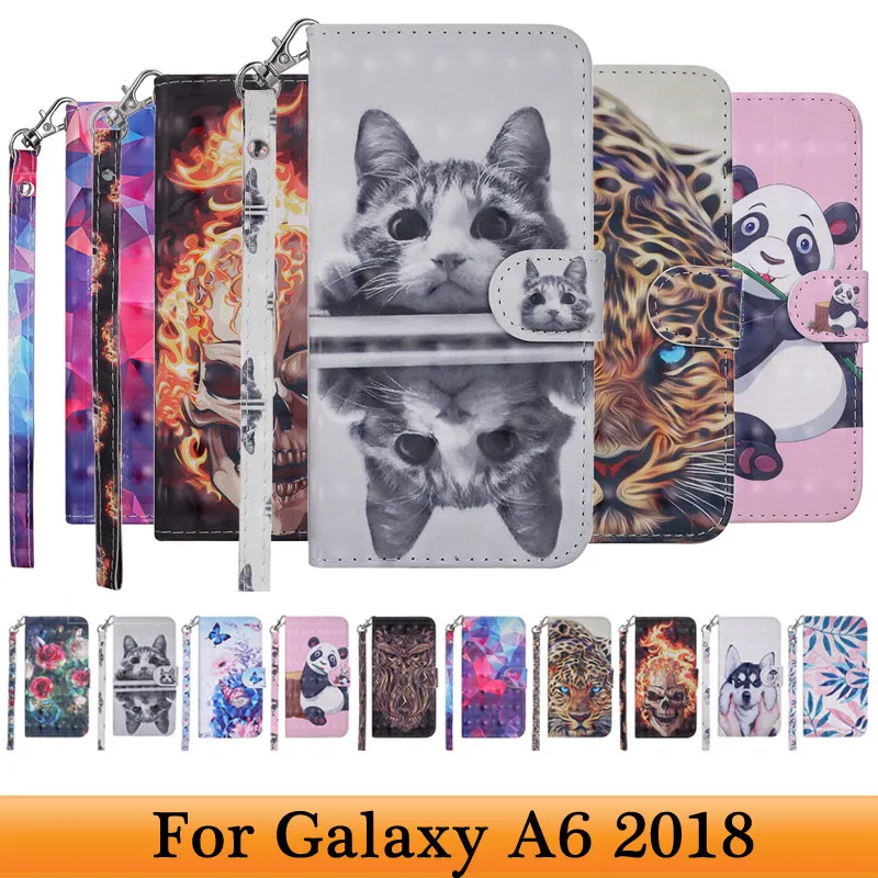 Противоударный чехол для Samsung Galaxy A6 2018 SM A600 A600F кожаный чехол-бумажник с откидной