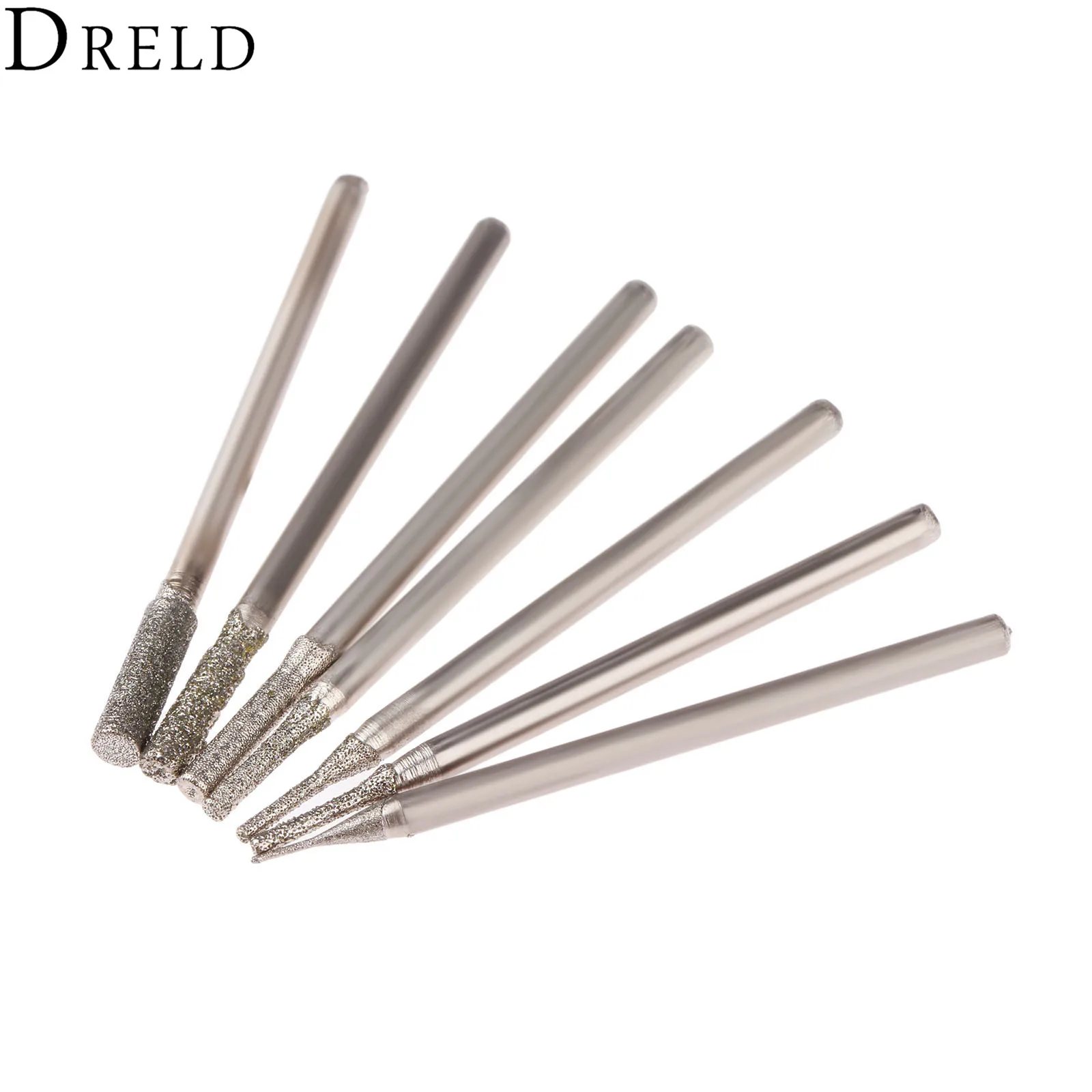 DRELD 7 шт. Dremel аксессуары 2,35 мм цилиндрическую алмаз шлифовальной головки камня нефрита янтарь резьба полировки Гравировка Инструменты