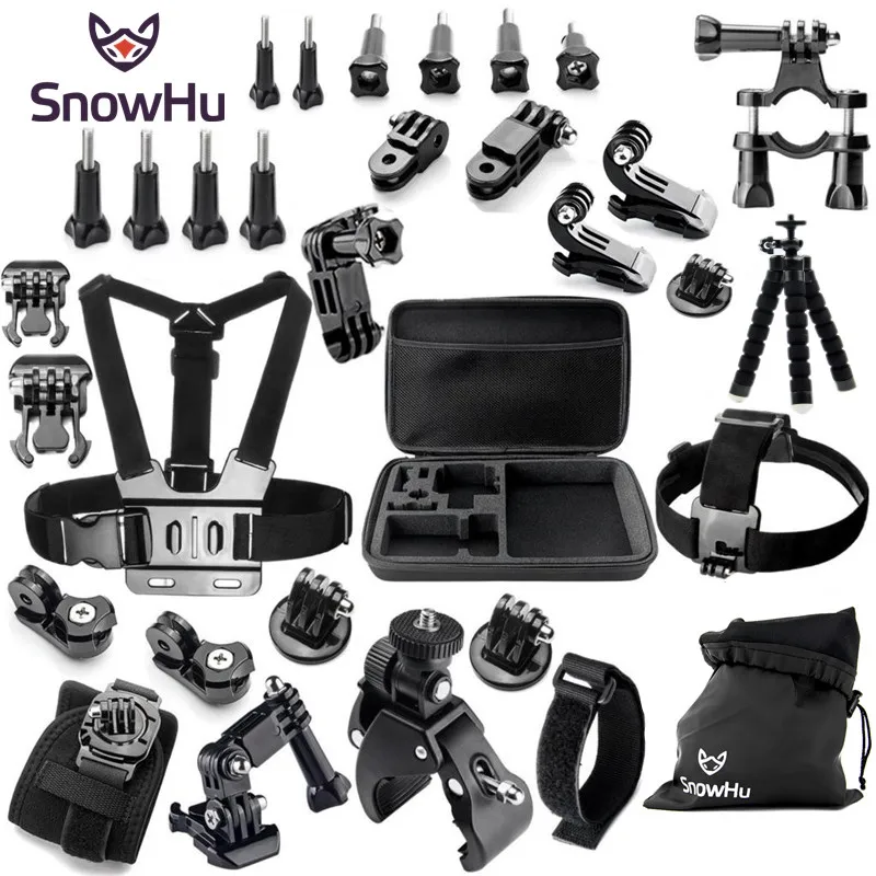 

SnowHu For GoPro Hero Accessories Set 360-degree rotating wrist band For Gopro hero 10 9 8 7 6 5 For Yi 4K EKEN Black Kit GS20