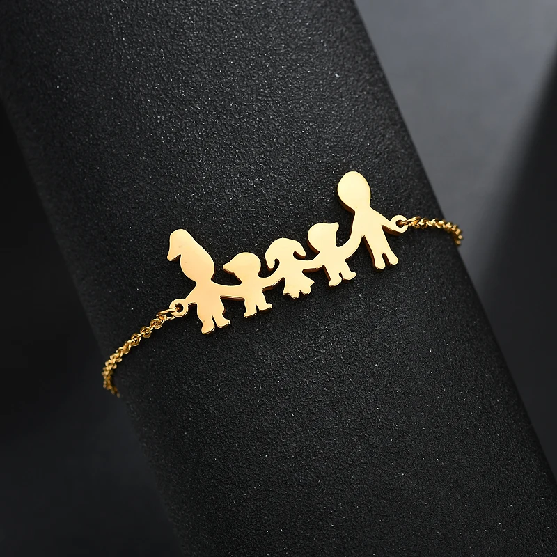 YUKAM Stainless Steel Personalized Love Mother Dad Daughter Son Bracelets Girls Boys Family is Forever Female Jewelry | Украшения и